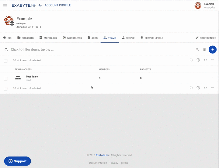 Organization > Create / Delete Team - Documentation
