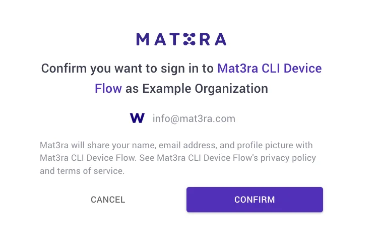 Sign in confirmation Sign In Page