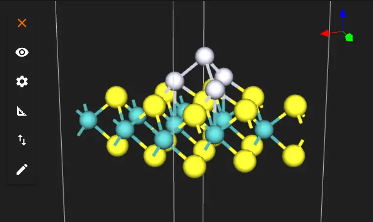 Complete Pt island structure, side view Complete Island, side view
